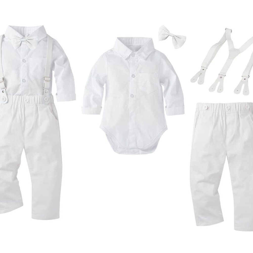 Baby Boy Christening Tuxedo Romper – Formal Outfit